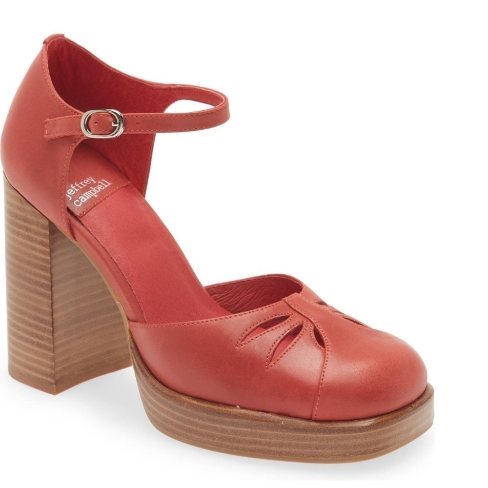 Jeffrey Campbell Red Leather Platform Mary Jane Heels